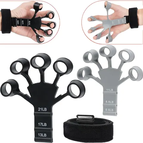 Unisex Adjustable Hand Grip Trainer (2 Pcs) - 6-Gear Adjustment, 6.6 lbs to 11 lbs Strength Range, Wrist/Finger & Forearm Strengthener for Boxers, Rock Climbing, Compatible with Resistance Band Hook System