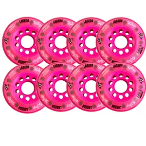 Labeda Whips Roller Hockey Wheels - Pink Soft 80mm - 8-Pack with Evo Spacers