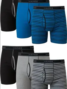Hanes mens Underwear Boxer Briefs Pack, Cool & Breathable Cotton Moisture-wicking Underwear for Men, No Ride Up