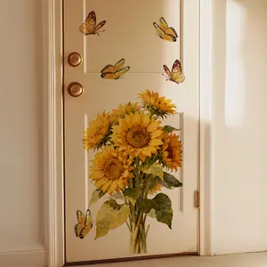 A (30*60cm) butterfly and sunflower 2D flat wall sticker, home decoration self-adhesive wall sticker, M20230