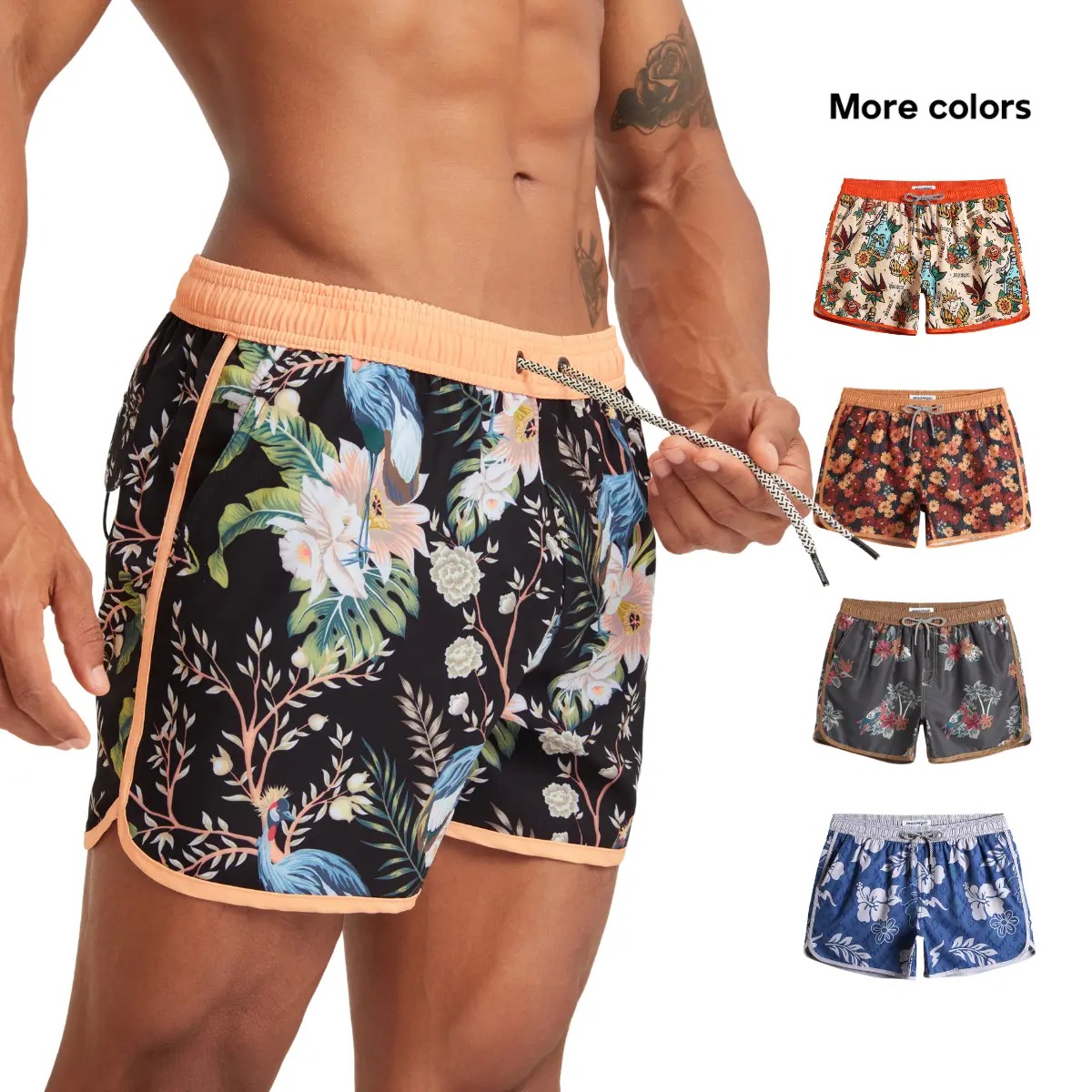 Maamgic Men’s 4.5-Inch Quick-Dry Floral Swim Trunks with Adjustable Waistband & Spandex, Lightweight Summer Beach Swimwear for Beach Activities & Casual Vacations #tiktokshopbacktoschool
