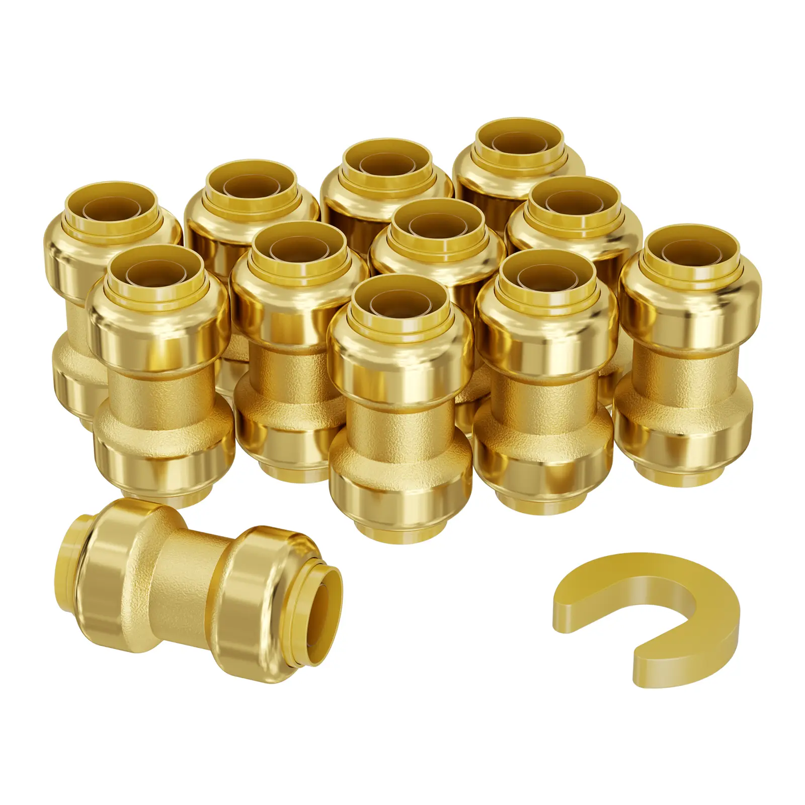 【Summerfinds】VEVOR Pipe Fittings,1/2" 12PCS Brass Pipe FittingsStraight-Through Push-Fit Pipe Connector Brass Air FittingsHeavy Duty Plumbing Fittings Adapter for Heating/Shower SystemsWater Pipes
