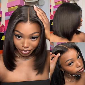 【Hot】ISEE HAIR Wear Go 9x6 Tpart Layered Cut Bob Yaki Straight Wig With Drawstring Natural Black Deep Part Lace Glueless Wig Vacation Hair #Summervibes#ISEECrochetNewArrivals