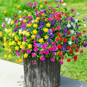26-year-old new model, 24-bundle classic style UV-protective artificial box-shaped tree, with plastic imitation green plants. Suitable for indoor spring outdoor hanging garden porch window sill flower boxes for home, wedding, farmhouse decoration. Perfect