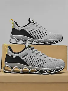 Professional Air Cushion Running Shoes, Ultra-Light Flyknit Breathable Sports Shoes, Soft Shock Absorption Marathon Running Shoes, Unisex