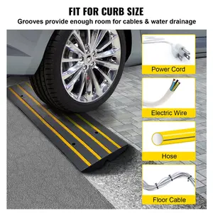【Father's Day】VEVOR Curb Ramp, 2.6" Rise Rubber Driveway Ramps, Heavy Duty 33069 lbs Weight Capacity Threshold Ramp, Curbside Bridge Ramps for Loading Dock Garage Sidewalk, Expandable Full Ramp Set