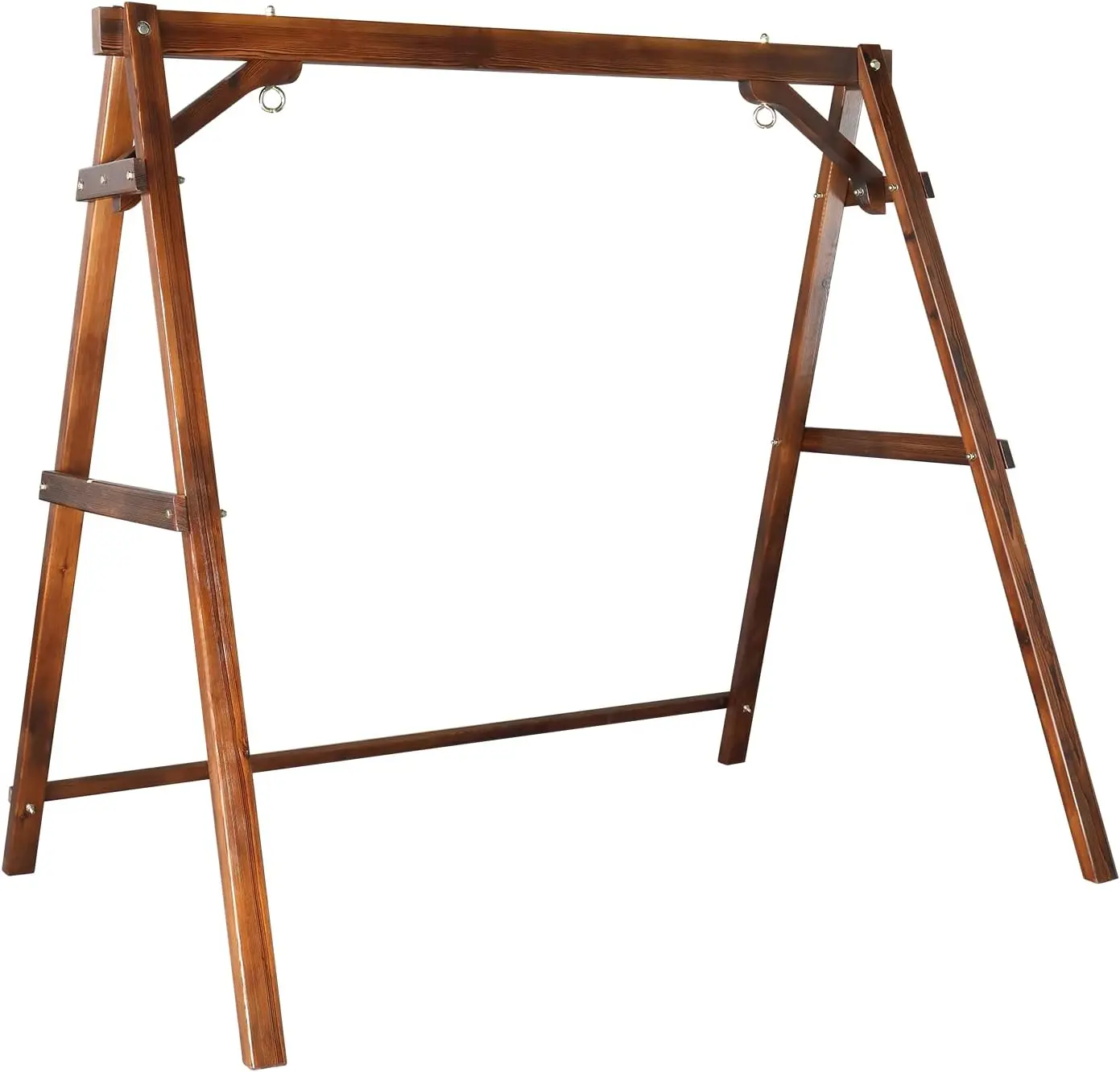 VINGLI Heavy-Duty 660 LBS Rustic Wooden Patio Swing Chair Frame, A-Frame Patio Outdoor Furniture with Extra Bottom Connection Board for Indoor & Outdoor Use