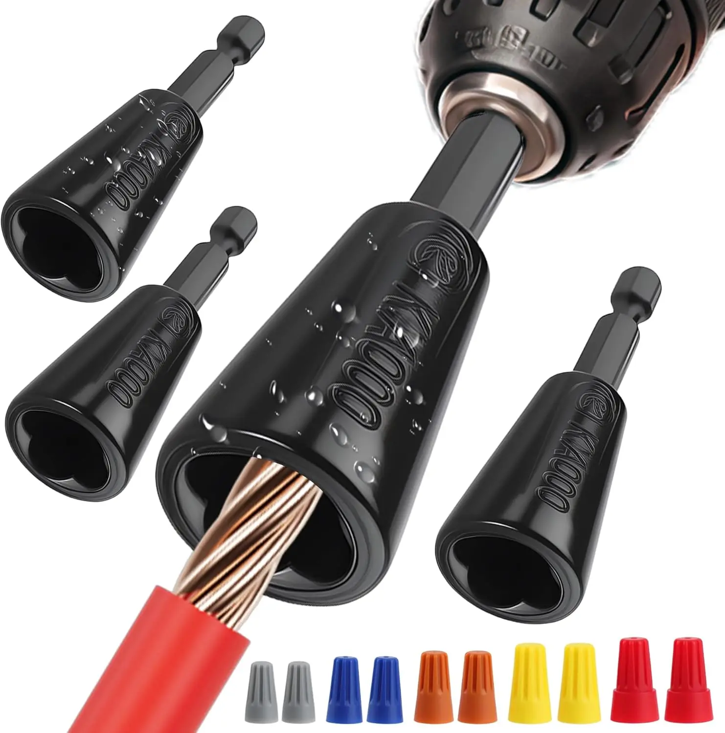 4 count Upgraded Wire Twister Tool for Drill 2025 Version, Multifunctional Wire Nut Twister, Lightweight Wire Nut Twister for Drill Compatible with Power Drills, for 1.5/2.5/4/6mm(9-22 AWG) wires