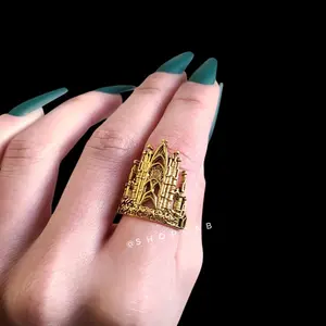 Gold Gothic Cathedral Ring 003 - Adjustable Size