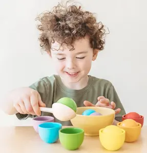 Montessori Large Rainbow Colored Sorting Ball in Cup