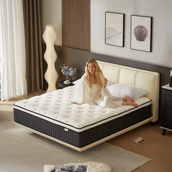 12 Inch Queen Mattress, Spring Hybrid Mattress, In-a-Box, Memory Foam, Pocket Spring Mattress, Pressure Relief, Medium Firm Support，CertiPUR-US and Oe