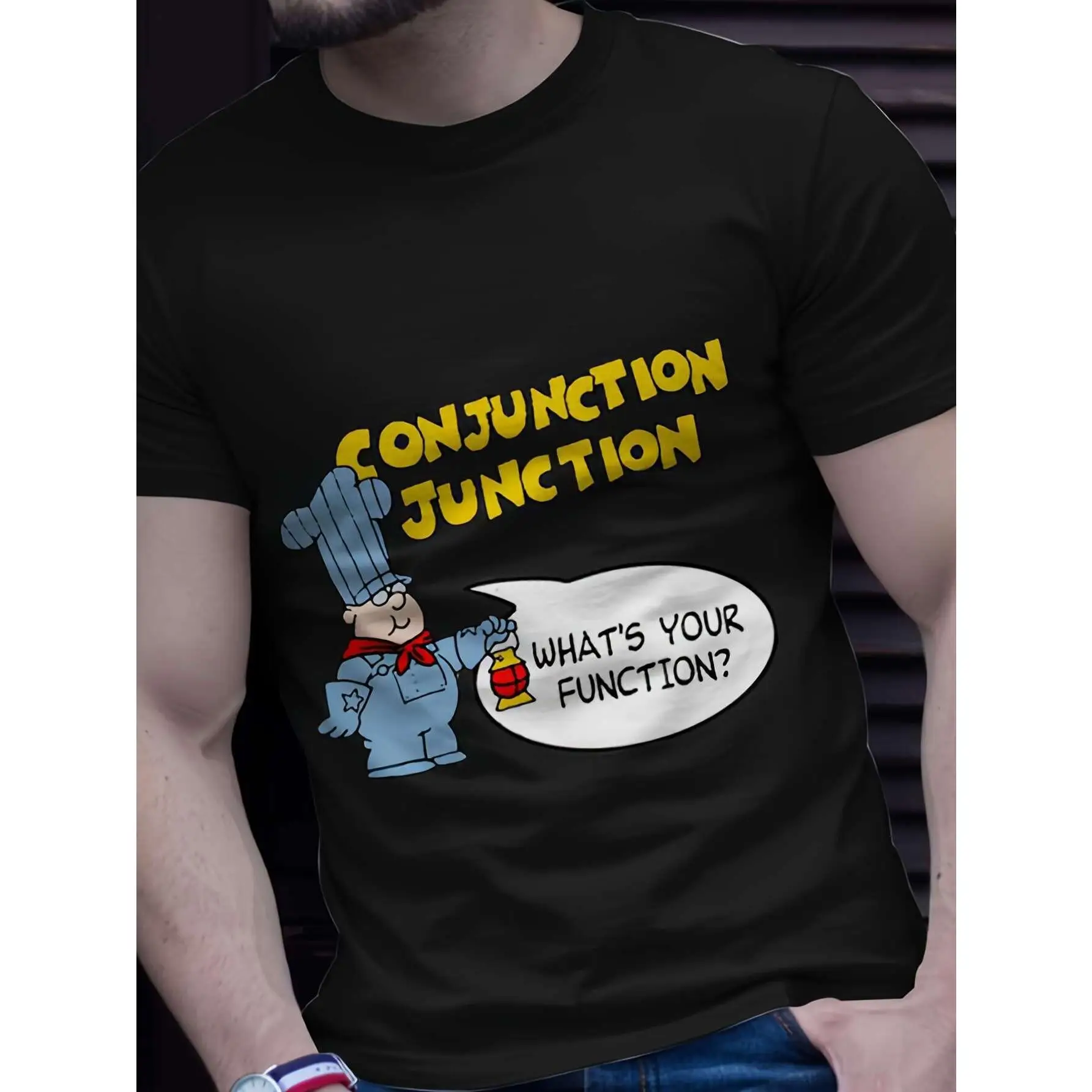 Men's Schoolhouse Rock Conjunction Junction Graphic T-Shirt - 100% Cotton T-Shirt - Versatile for Casual, Sports, Festive, All-Season Wear