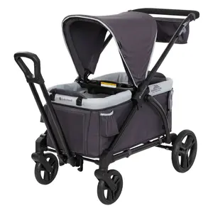 Baby Trend® Expedition® 2-in-1 Compact Collapsible Stroller Wagon w/ Extra Large Ratcheting Canopy for Sun Protection