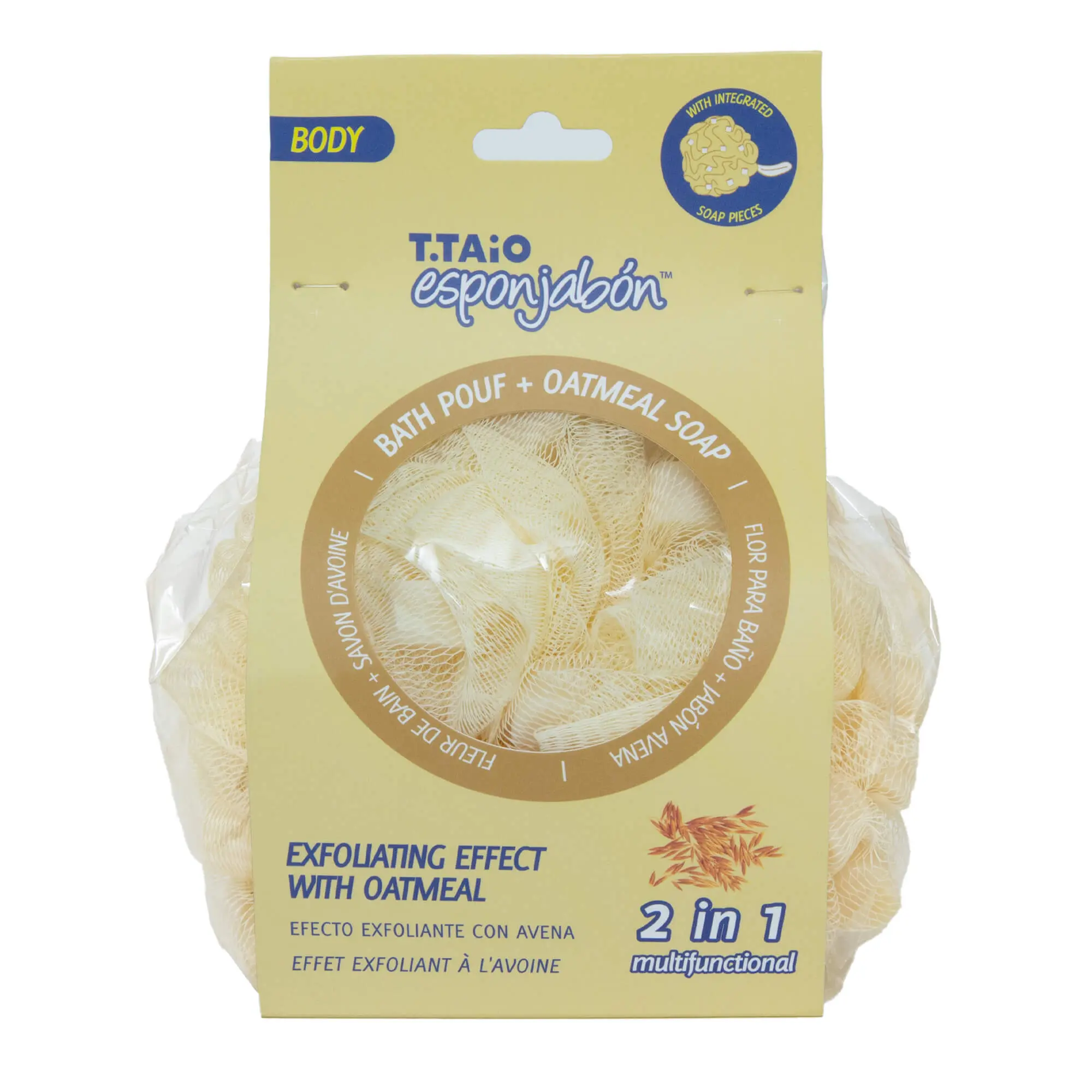 Esponjabon Bath Pouf + Soap Oatmeal, Exfoliating Effect, Shower Sponge