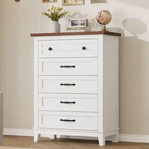 5 Drawer Dresser for Bedroom, 41.3 Inch Tall Vertical Storage Chest, Freestanding Wooden Organizer for Living Room, Bedroom, Entryway, 5-Drawer Organization, Drawer Cabinet, Furniture Drawer