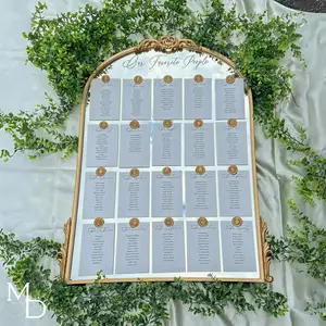 Elegant Wedding Guest Table Layout Seating Chart on Arch Mirror