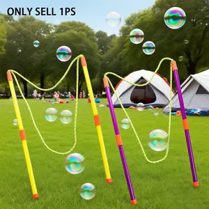 Children Giant Bubble Wand, Dual Rod Pull Rope Large Bubbles Toy, Outdoor Parent-Child Interactive Bubble Blower, Suitable for Boys Girls