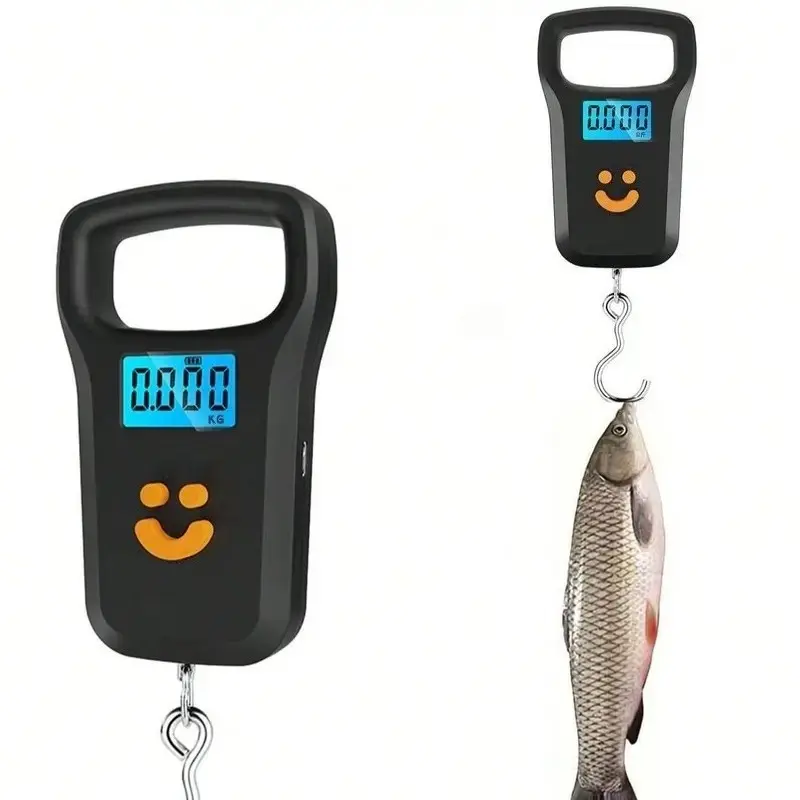 Upgraded 110Lbs/50Kg Digital Fish Scale, Backlit LCD Portable Electronic Scale, Multifunctional Fishing & Luggage Weight Scale, Support Ounces Pounds Kilograms Unit Switch