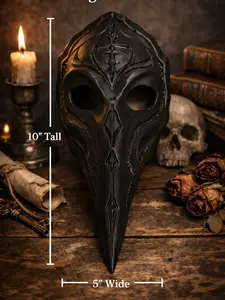 Gothic Plague Doctor Mask – 10" Tall Wall Decor – Medieval