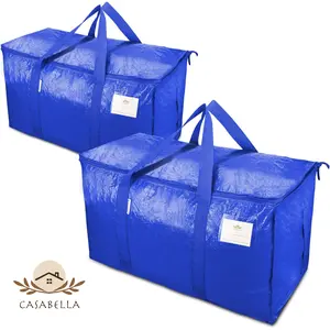 CasaBella 2 Pack – Extra Large 24 Gallon Heavy Duty Foldable Moving Bags With Carrying Handles, Zippers and Tag Pocket, Outdoor Camping, water proof Organiser, moving box