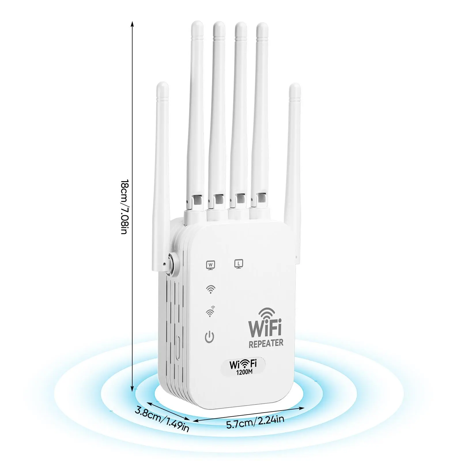 WiFi Extender 2026 - 6-Antenna 1200Mbps Dual Band (2.4GHz) WiFi Repeater, Strong Signal Boost, Wide Coverage Wireless Amplifier, Ideal for Home Studios, Remote Workspaces, Computers