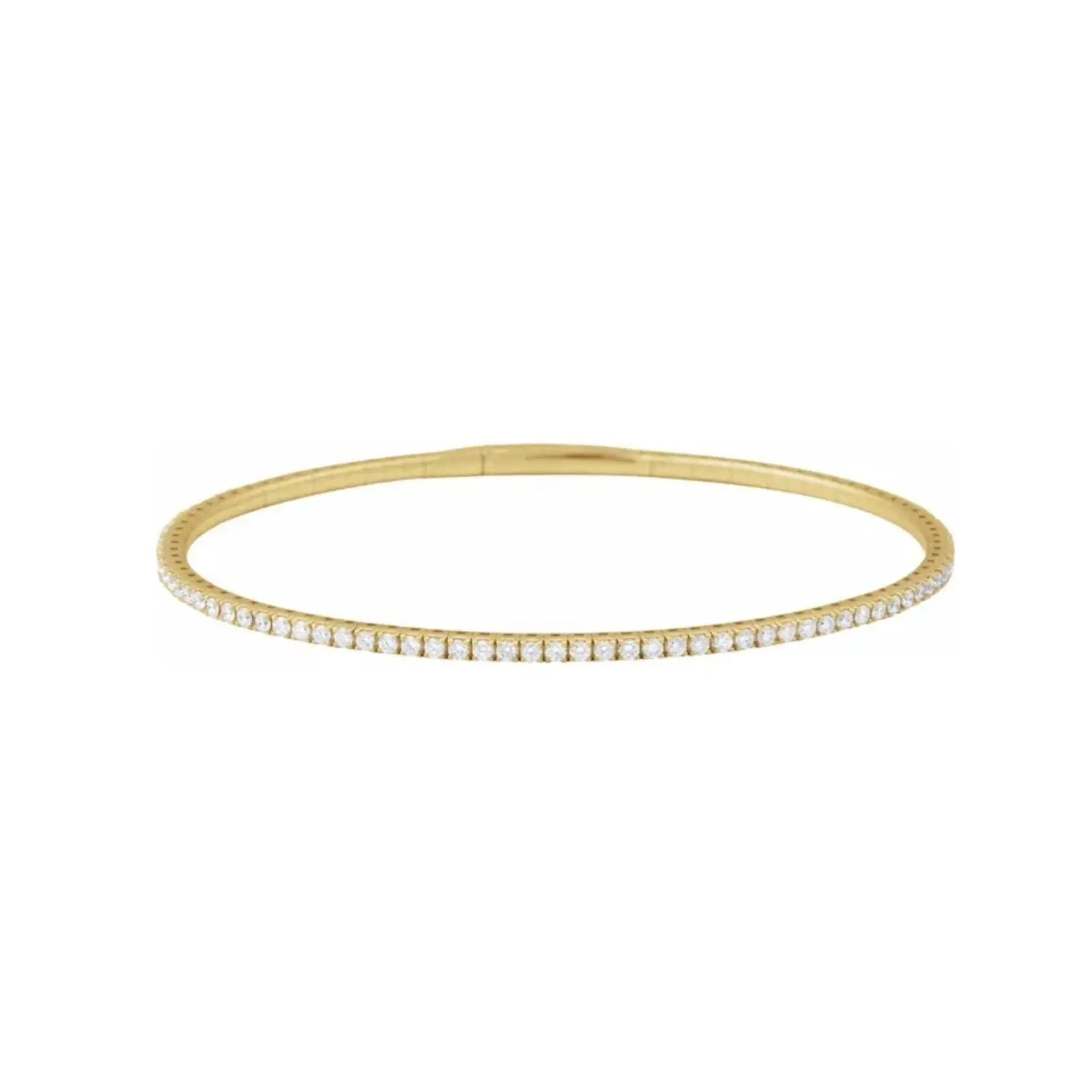 Diamond Tennis Bangle Bracelet in Solid 14K Gold