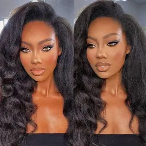 ISEE HAIR Kinky Straight Invisible Hairline 180% & 150% Wear Go Half Wig Yaki Straight Seamless Flip Over Wig Glueless Human Wigs Beginner Friendly Vacation Hair  #TikTokShopHolidayHaul