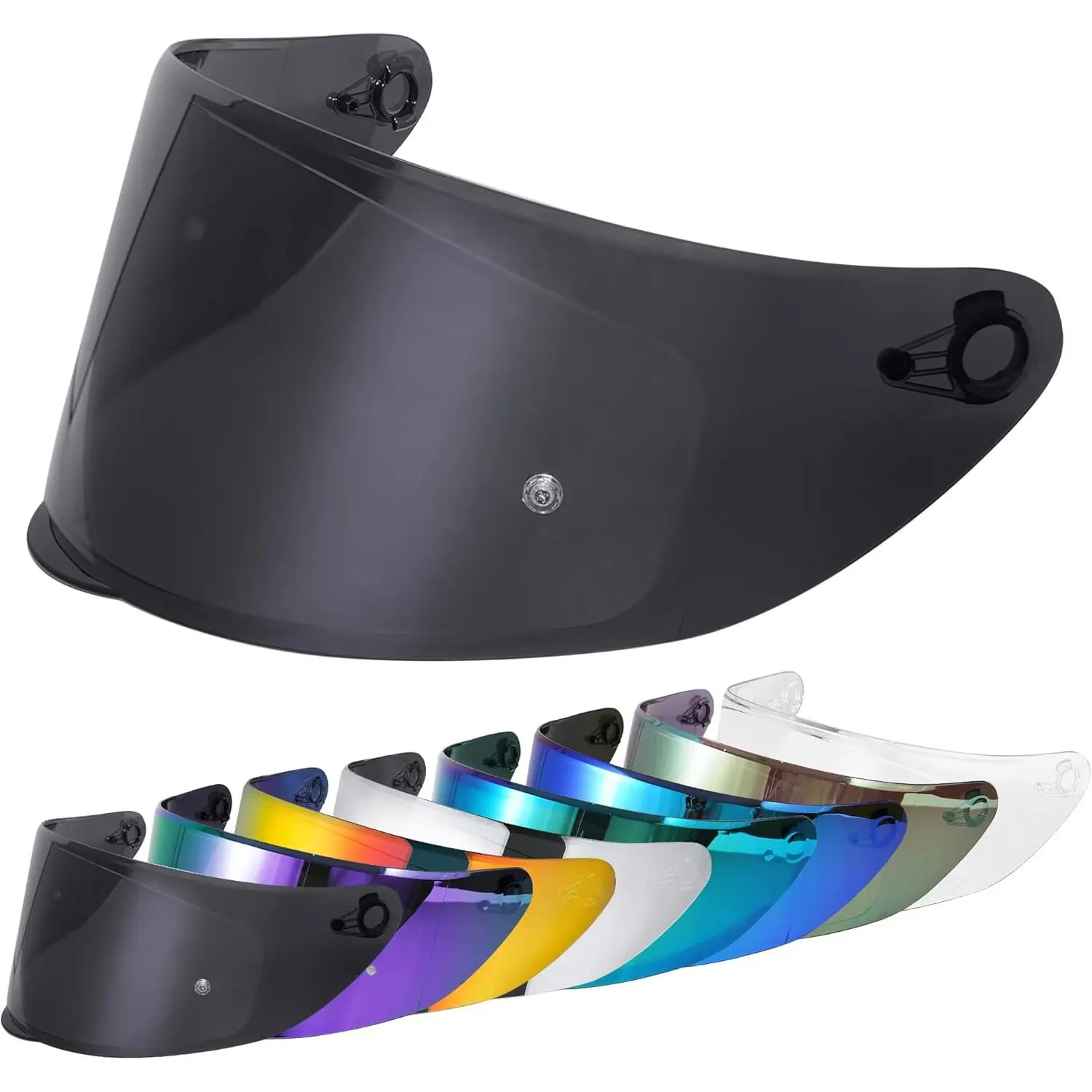 VCOROS WS-609 Anti-Scratch Full Face Motorcycle Helmet Replacement Front Shield Visor - 1-Size, Dust-Proof, UV-Protected, Easy-to-Install Accessory with Helmet Fit, Windproof (Chrome Red, Chrome Silver, Black)