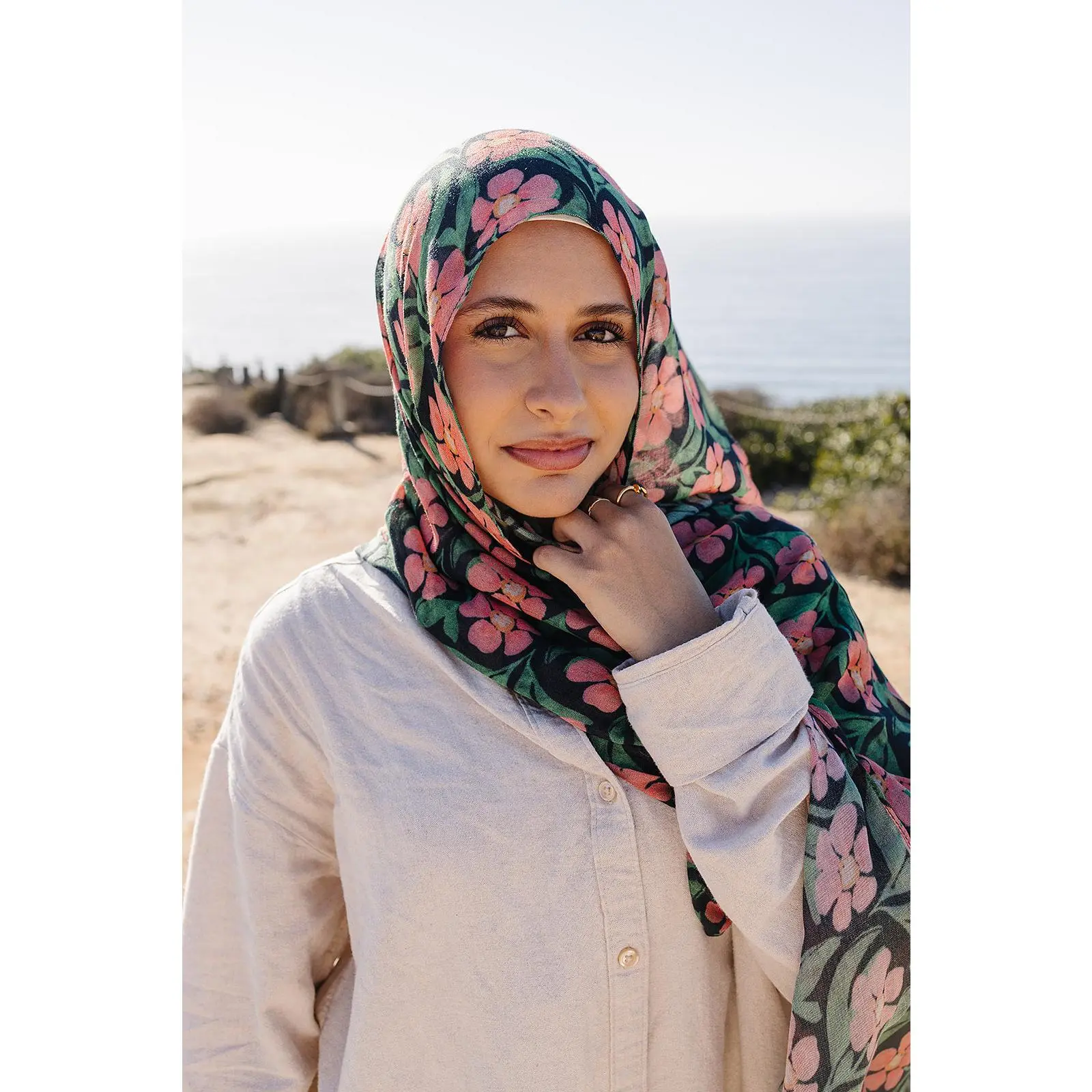 Bamboo Woven Printed Hijab - Floral Drape