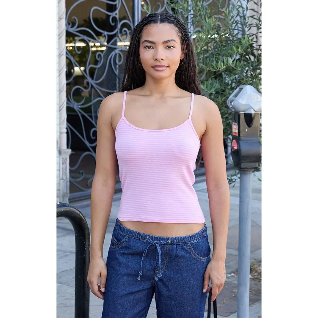 John Galt Women's Pink Striped Skylar Tank Top