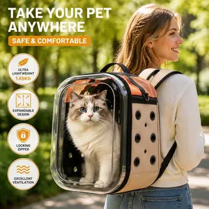 HP Hope Pet Carrier Backpack – Expandable Cat & Dog Travel Bag, Breathable Summer Bubble Window, Foldable, Lightweight 1.65kg, Ventilated Mesh, Scratch-Resistant Nylon, Locking Zipper, Multi-Functional Pet Bag for Camping, Hiking, Vet, Reptiles, Pet Nest