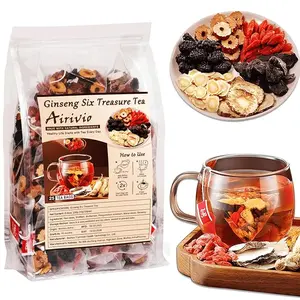 Kidney Tea - Ginseng Six Treasure Tea, Chinese Herbal Ginseng & Kidney tea Bags for Men & Women, Natural Energy Boost, Detox Support, Caffeine-Free (25 Count)