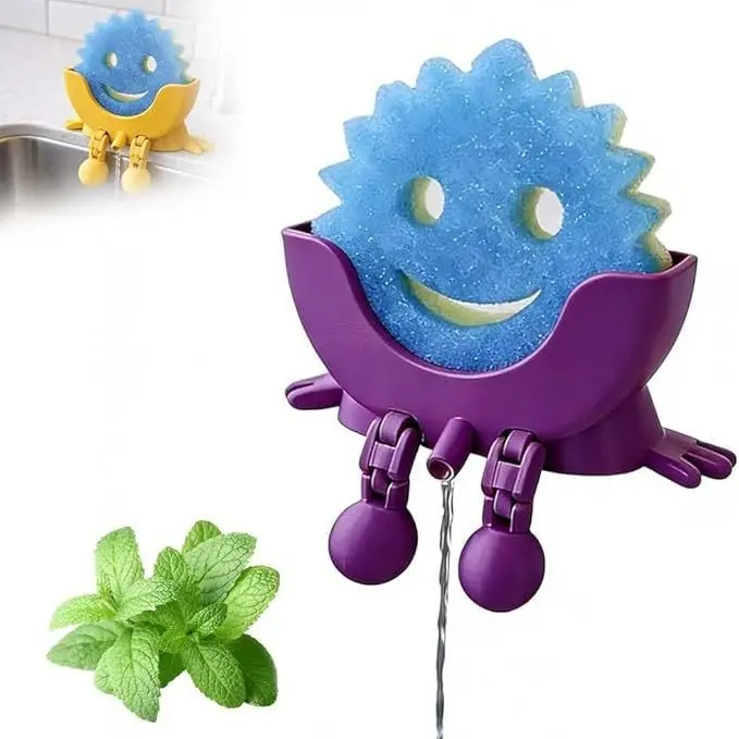 Kitchen Sink Funny Sponge Organiser - Hangable 3D Printed Holder with Drain Holes, Fits Scrub Daddy