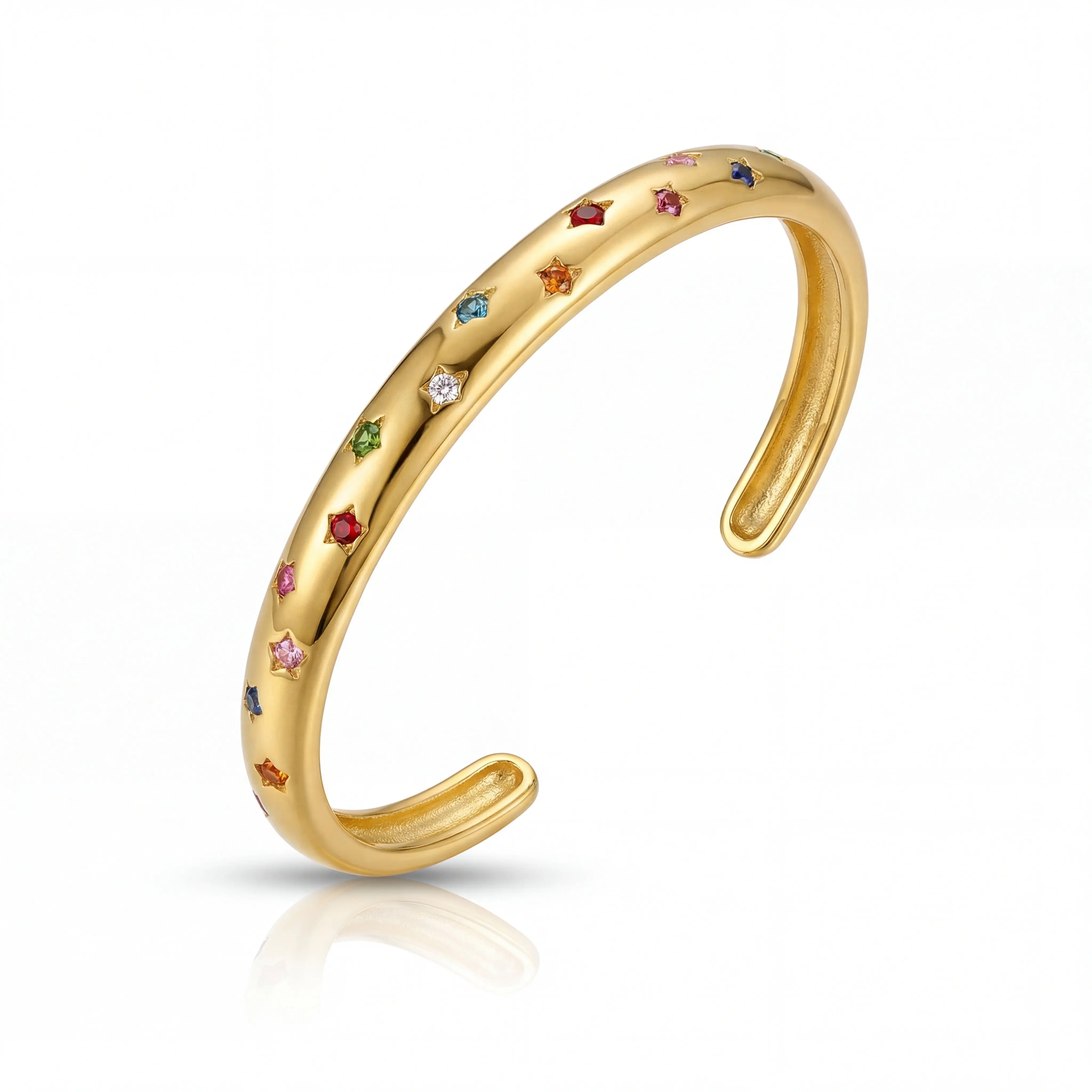Aerina – Celestial Star Cuff Bracelet (Clear or Rainbow)