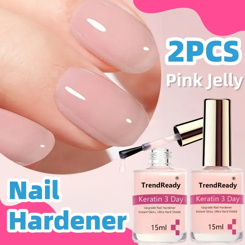 2PCS Nail Strengthener For Weak Splitting BreakFast Dry Keratin 3 Day Nail Care Nail Polish Care ProductsFor Weak Nails |4 In 1 Natural Nail Protein Hardener ldealFor Manicure & Nail Care, Smoothes Strengthens NailsAlcohol Free, Nail