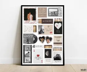 Anniversary Gift for Boyfriend or Girlfriend Editable Matchbook Poster Template Matchbox Art Print Custom Anniversary or Frames Not Included (No Frame)