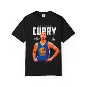 Curry Custom Vintage Graphic Printed T‑Shirt Retro Acid Snow Wash Oversized Heavyweight Cotton Short Sleeve Top Basketball Hip Hop Streetwear Trendy Casual Daily Sports Wear Unisex Fashion Accessories Tee For Men Women Player Fan Gift