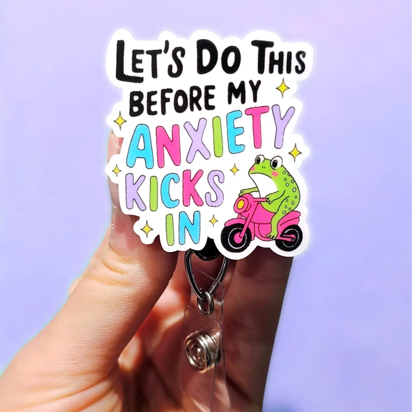 Let's Do This Before my Anxiety Kicks in Badge, Xray Girl Creations, Funny Badge reel for nurses, xray techs and hospital workers. Retractable swivel clip with a 360 rotation. Great gift for coworker. Cute Badge for Work. Badge clip, Badge pull