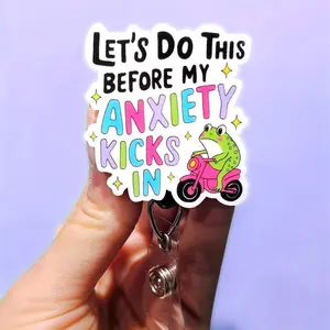 Let's Do This Before my Anxiety Kicks in Badge, Xray Girl Creations, Funny Badge reel for nurses, xray techs and hospital workers. Retractable swivel clip with a 360 rotation. Great gift for coworker. Cute Badge for Work. Badge clip, Badge pull