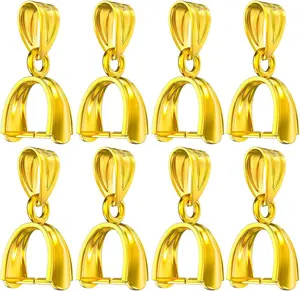Gold Plated 925 Sterling Silver Pinch Bails for Pendants Clasp Connectors Bails for Jewelry Necklace Clip Pendant Clasps(Made in Italy)