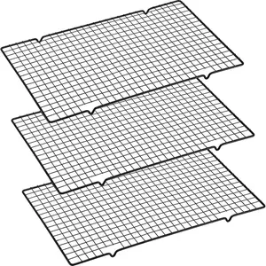 3-Piece Heavy Duty Carbon Steel Non-Stick Cooling Rack Set - Sturdy Grid Design, Ideal for Oven, Grill & Outdoor Baking, Perfect for Restaurant & Catering Use, Durable Baking Rack Kit Three Pieces Bakeware