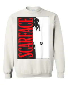 Classic Unisex Shirt, Scarface. Black And White Movie Poster Sweatshirt, Retro Graphic Vintage Sweater, Casual Crewneck Tee Top