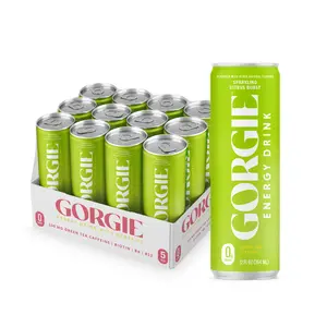 GORGIE Sugar Free Natural Energy Drinks, Sparkling Citrus Burst (12 Pack) - Healthy Energy Drinks - Natural Coffee Replacement with Green Tea Caffeine and Biotin - 150mg Caffeine, Vegan, & Low Calorie