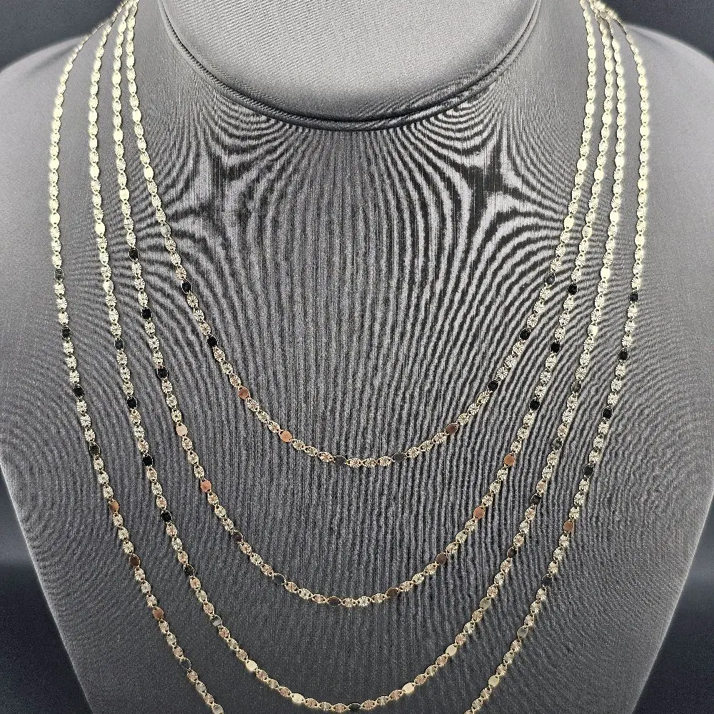 Gold 14k Chain - Everyday Elegance in 16" 18" 20" 22" Sizes with 2.1mm Width - Three Color Options for Versatile Wear