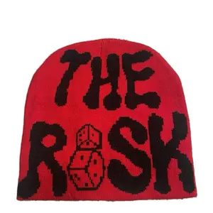 Beenie Cotton Headwear - Casual Beanie with "THE RISK" Design and Black Detail All Color Options