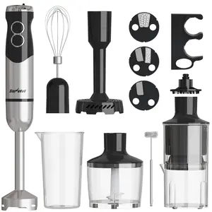 Sunvivi Cordless Hand Blender: 1000W 12-Speed Electric Stick Mixer with 10 Accessories, 600ML Chopper, Whisk, Milk Frother for Smoothie, Soup, Puree, Immersion Blender Set, Black