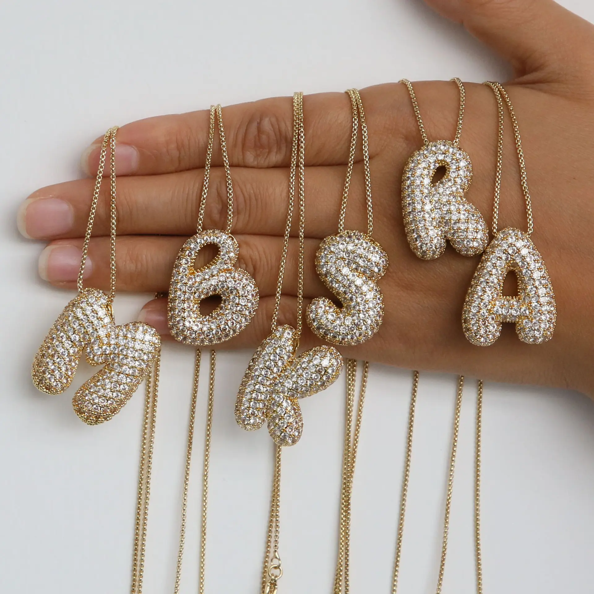 Bubble Diamond Initial Necklace ✨