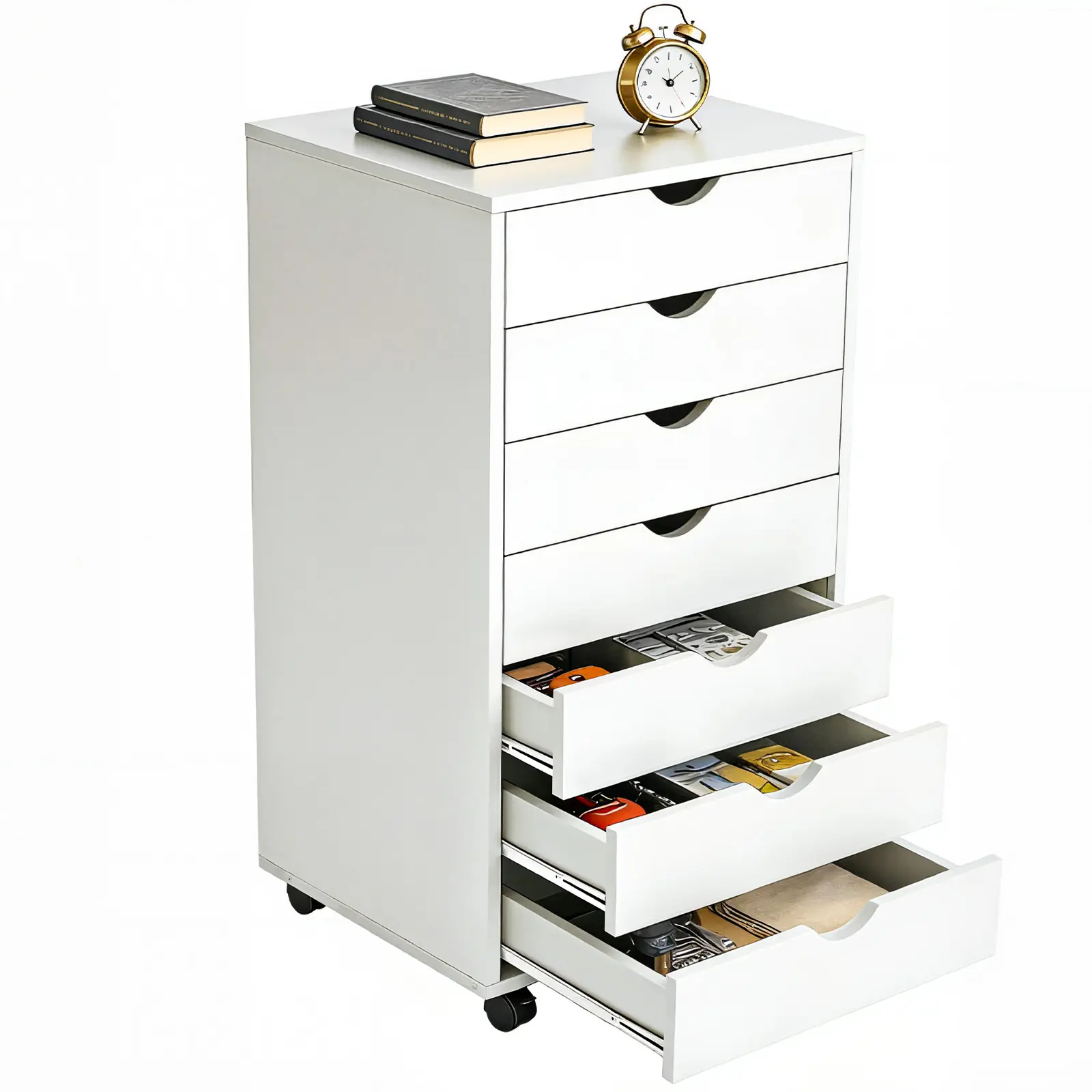 7-Drawer Rolling Storage Cabinet, Mobile Vertical File Organizer with Wheels, Slim Chest of Drawers for Home Office & Bedroom