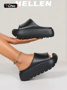 Women’s Thick Sole Comfortable Fashionable Eva Slippers, Non-Slip Height Increasing House Shoes, Home Footwear, Quick Dry Eco-Friendly Fashion Slippers for Home and Dog Walking