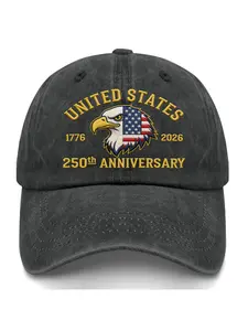 American 250th Anniversary Eagle Flag Embroidered Baseball Hat, Vintage Distressed Brim, Patriotic Usa Flag Truck Driver Cap, July 4th Celebration Headwear, Premium Headwear, Premium Trucker Hat, Americana Trucker Hat